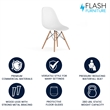 Flash Furniture Elon Plastic Accent Chair with Wood Base in White