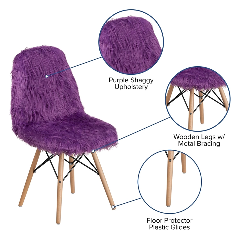Flash Furniture Shaggy Dog Accent Chair In Purple