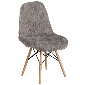 Flash Furniture Shaggy Dog Faux Fur Accent Chair in Charcoal Gray and Natural