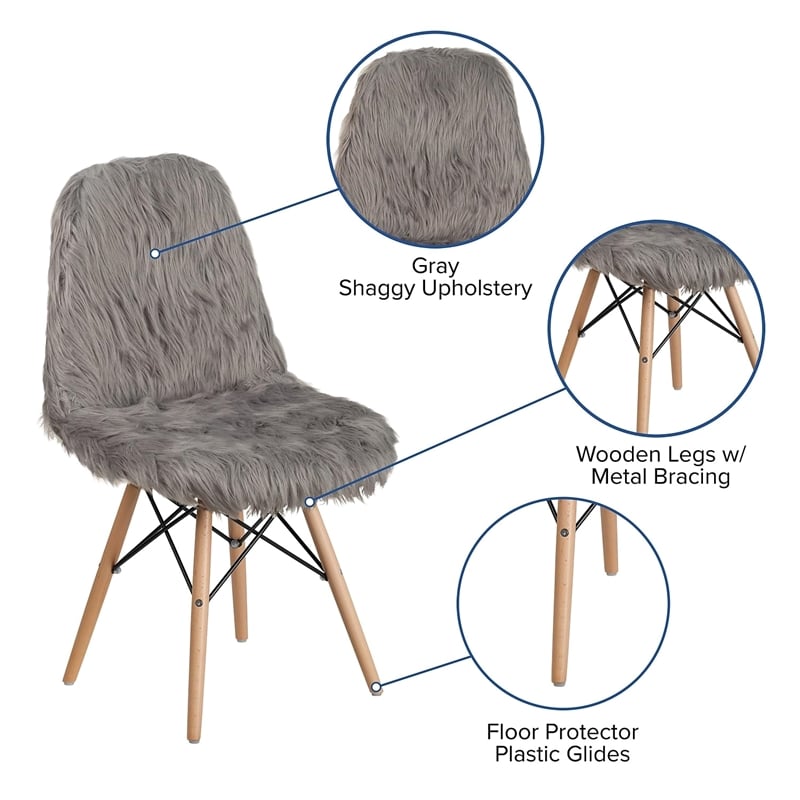Flash Furniture Shaggy Dog Faux Fur Accent Chair in Charcoal Gray and Natural