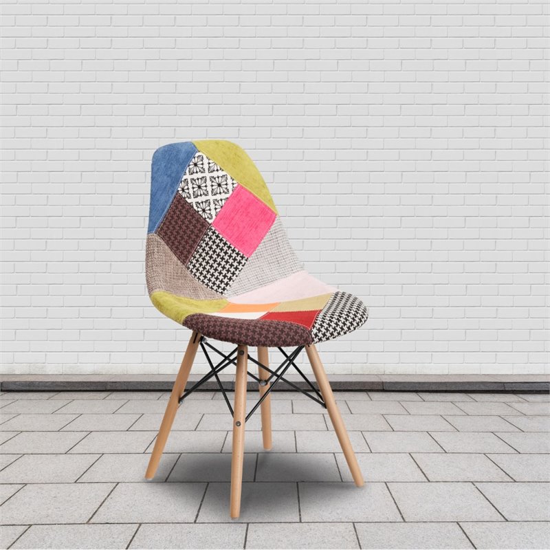 Flash Furniture Elon Milan Patchwork Fabric Upholstered Dining Side Chair