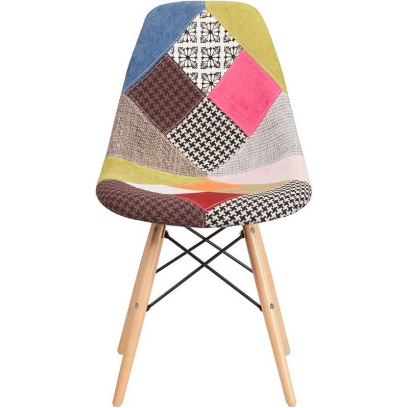 Flash Furniture Elon Milan Patchwork Fabric Upholstered Dining Side Chair