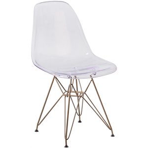 flash furniture elon transparent ghost dining side chair with gold metal base
