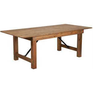 flash furniture hercules solid pine folding farmhouse dining table in antique rustic
