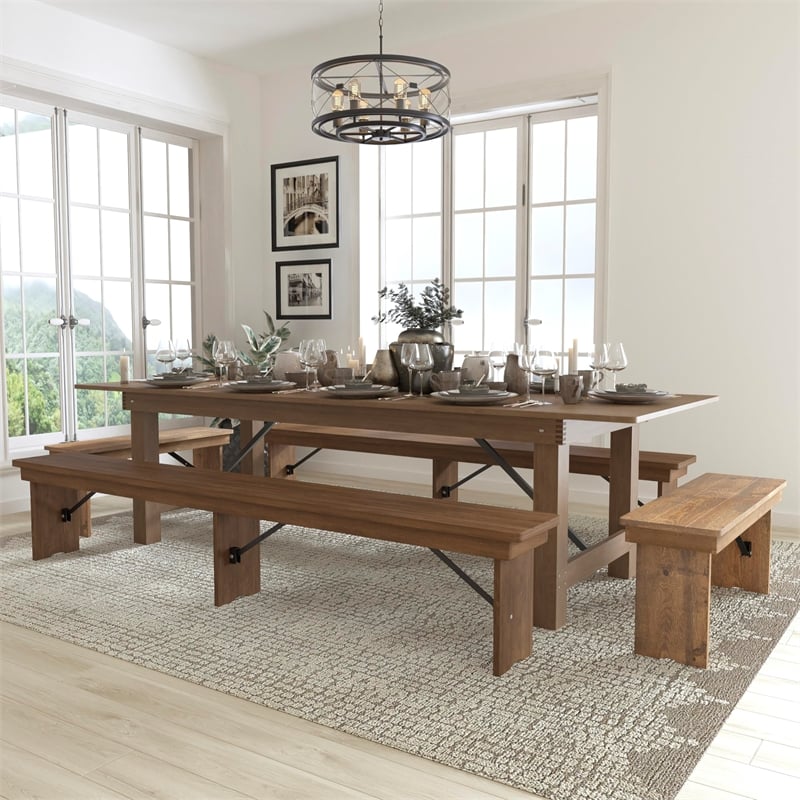 Flash Furniture 5 Piece Farm Dining Set in Antique Rustic