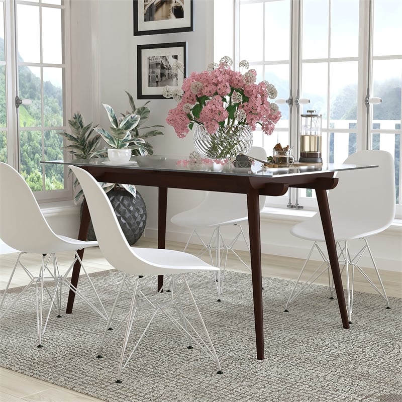 Flash Furniture Meriden Glass Top Dining Table in Espresso