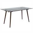 Flash Furniture Meriden Glass Top Dining Table in Walnut