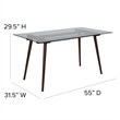 Flash Furniture Meriden Glass Top Dining Table in Walnut