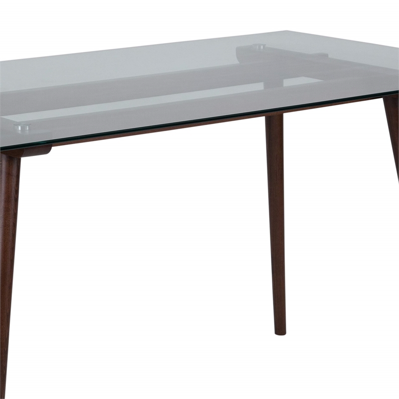 Flash Furniture Meriden Glass Top Dining Table in Walnut