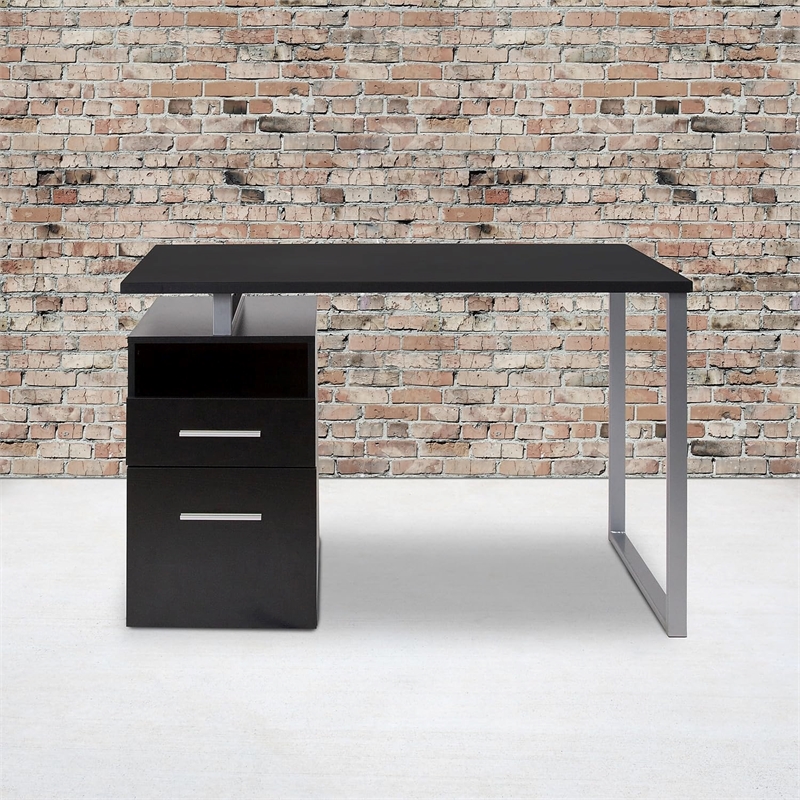Flash Furniture Harwood Writing Desk in Dark Ash
