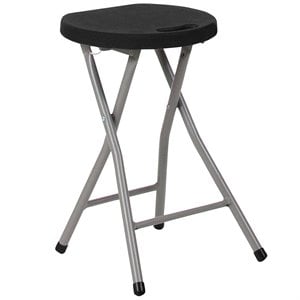 flash furniture plastic folding stool in black