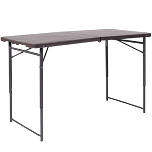 Flash Furniture 23&quot x 48&quot Plastic Bi-Fold Table in Brown
