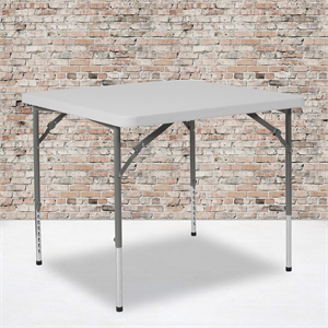 Flash Furniture 33.5&quot Square Plastic Folding Table in Granite White