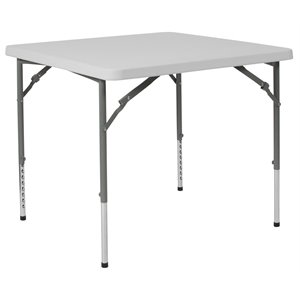 flash furniture contemporary height adjustable plastic folding table in granite white