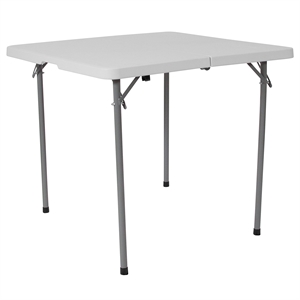 Flash Furniture 33.5&quot Square Plastic Bi-Fold Table in Granite White
