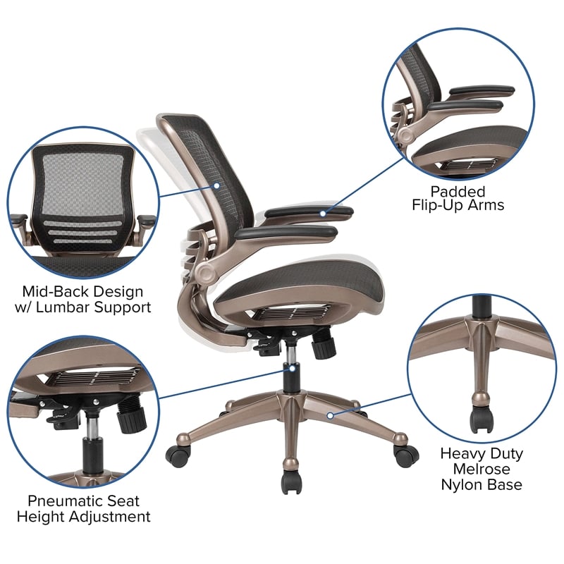 Flash Furniture Mid Back Swivel Office Chair in Black