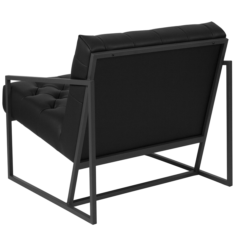 Flash Furniture Hercules Madison Leather Tufted Accent Chair in Black