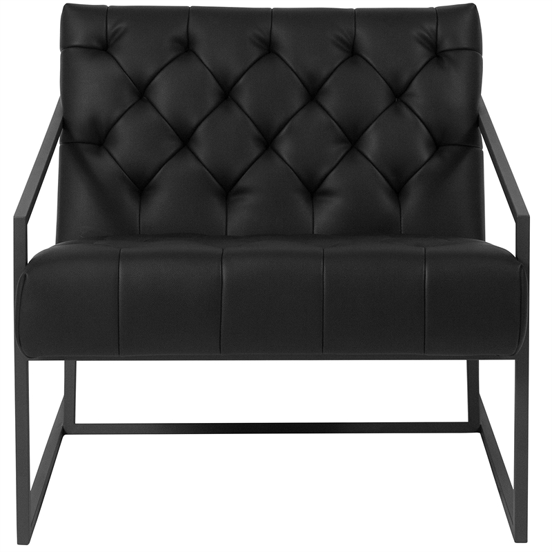 Flash Furniture Hercules Madison Leather Tufted Accent Chair in Black