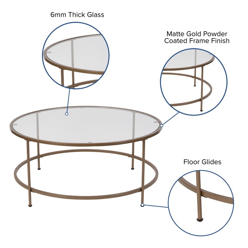 Flash Furniture Round Glass Top Coffee Table