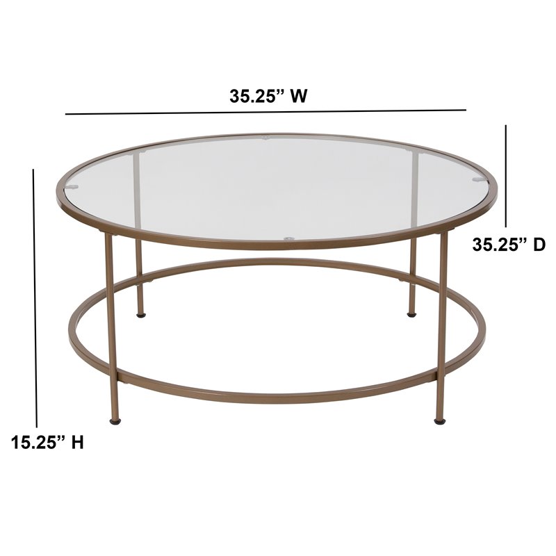 Flash Furniture Round Glass Top Coffee Table