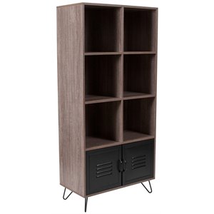 flash furniture woodridge 6 cubby storage bookcase in rustic