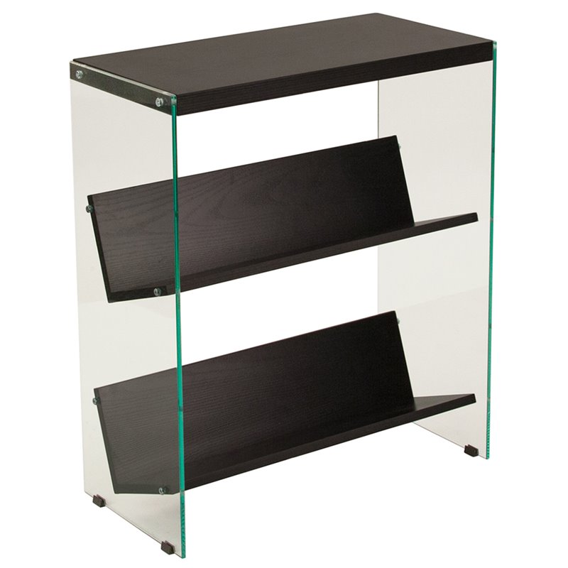 Flash Furniture 2 Shelf Glass Frame Bookcase In Dark Ash Nan Flash Furniture 2 Shelf Glass Frame Bookcase In Dark Ash