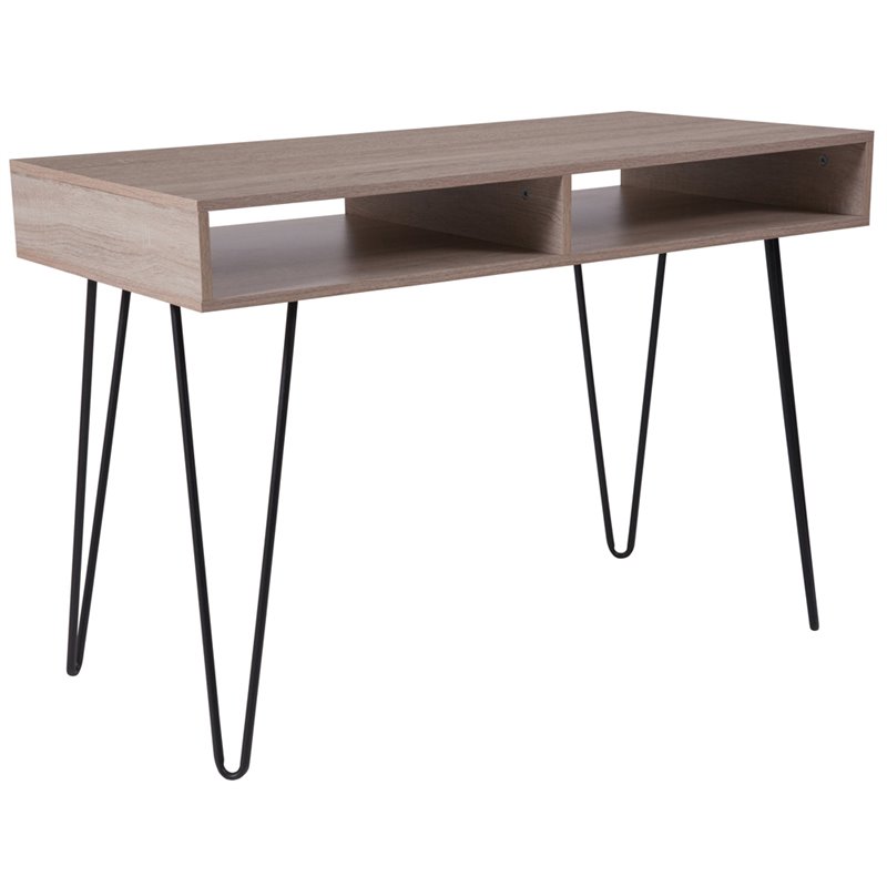 Flash Furniture Franklin Writing Desk With Hairpin Legs In Oak