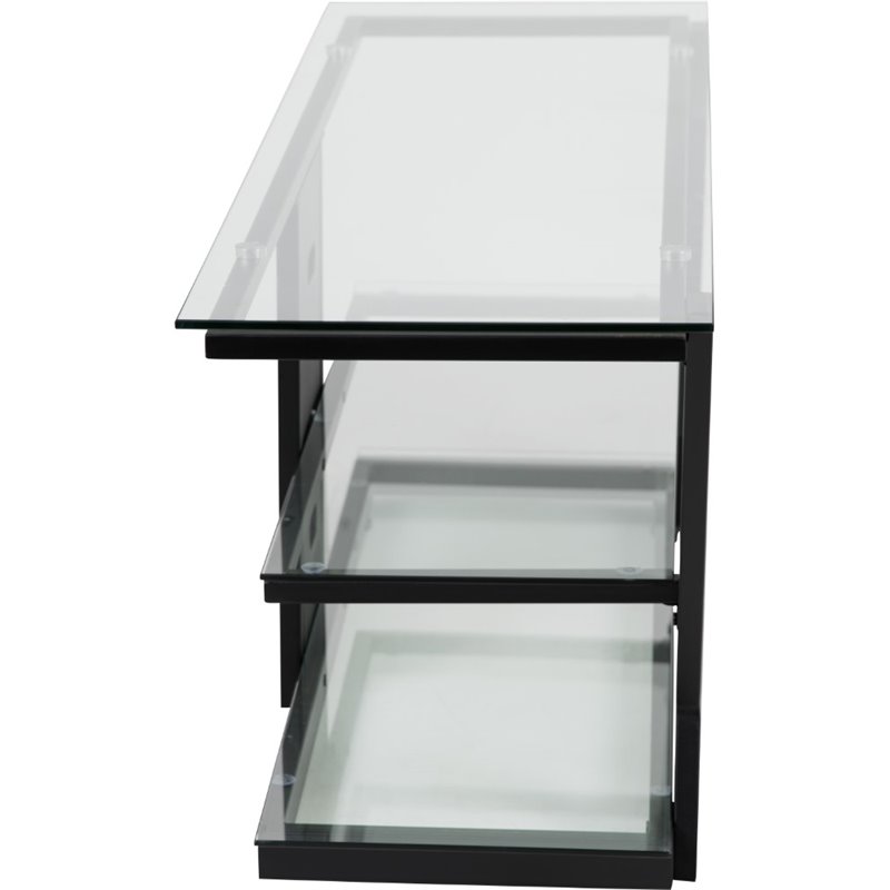 Flash Furniture Harbor Hills Glass Metal Frame TV Stand in Black