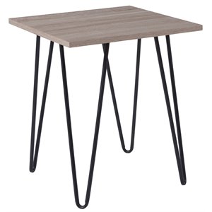 flash furniture oak park square end table in driftwood and black