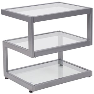 flash furniture glass top end table in silver