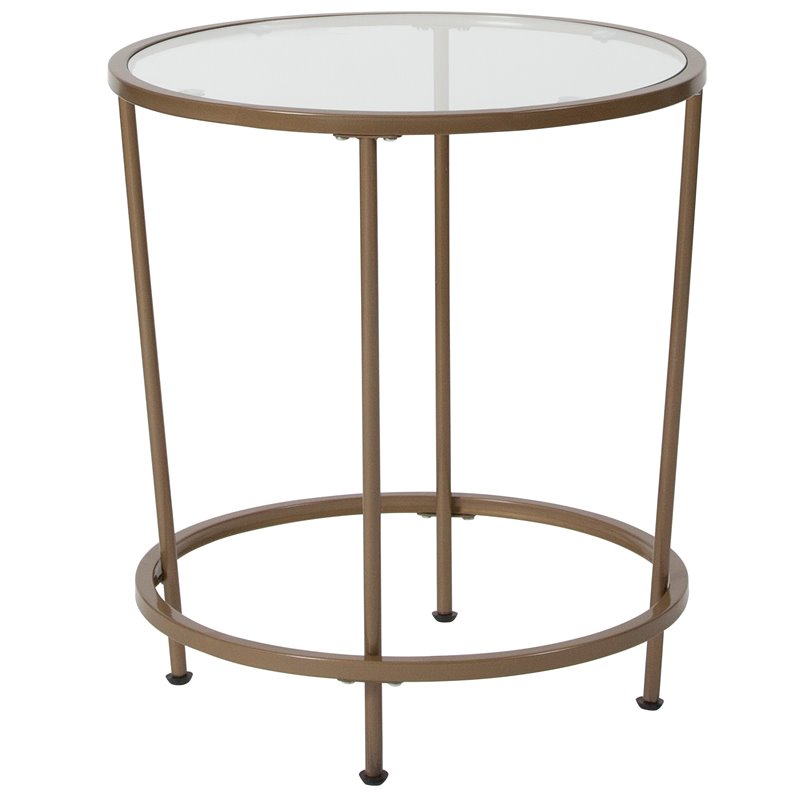 Flash Furniture Glass Top End Table in Matte Gold