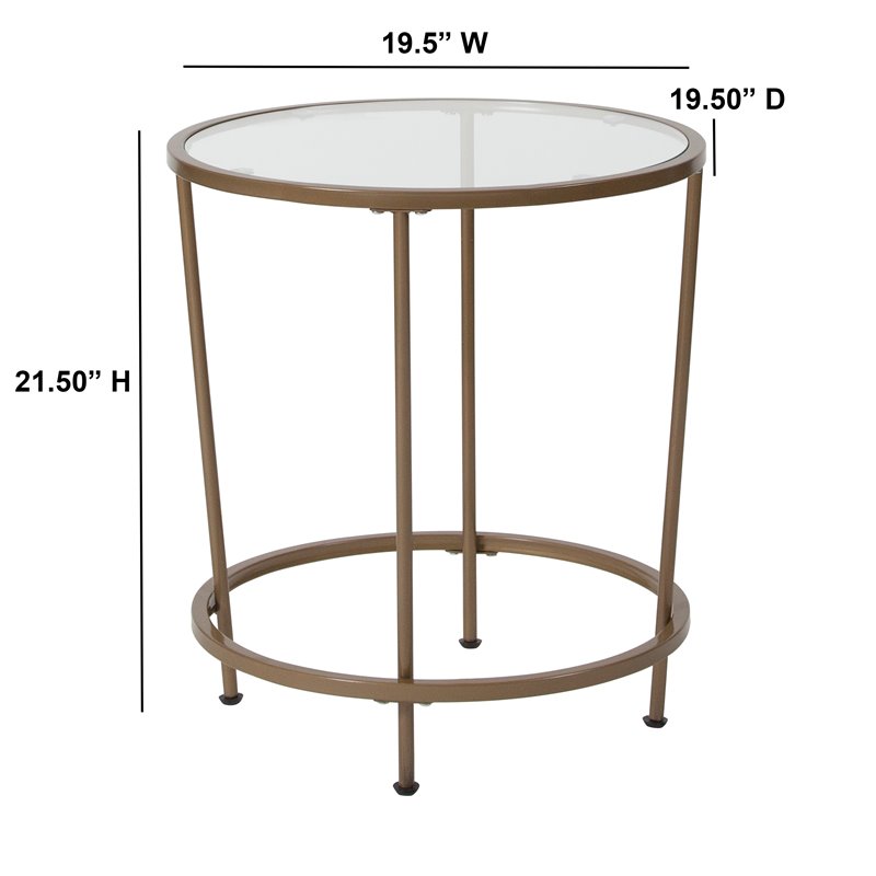 Flash Furniture Glass Top End Table in Matte Gold