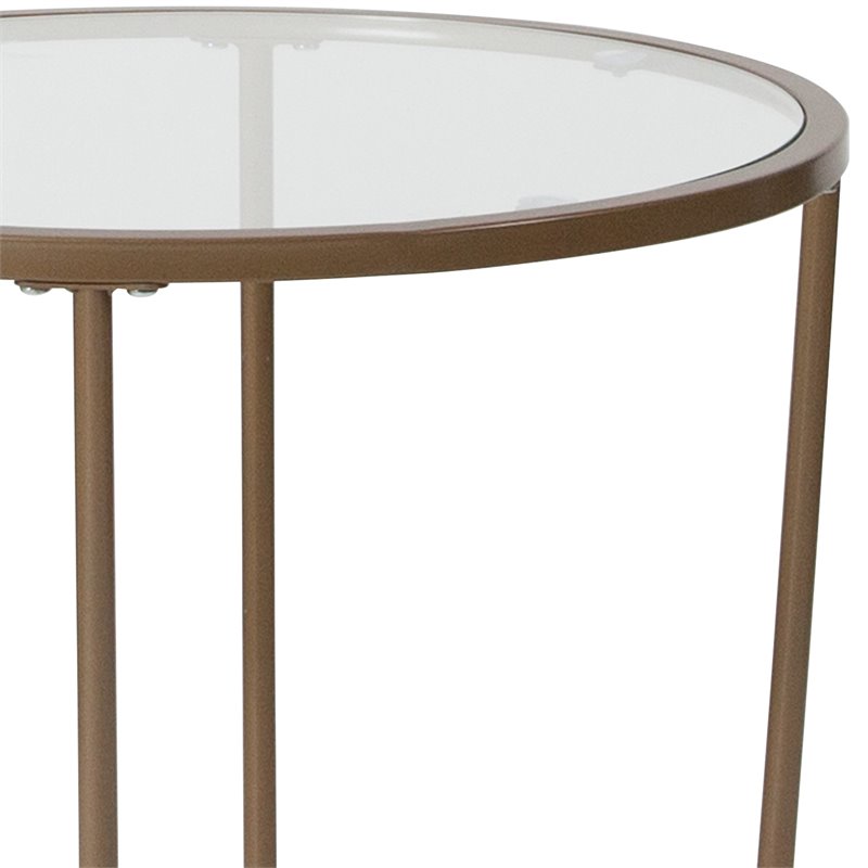 Flash Furniture Glass Top End Table in Matte Gold