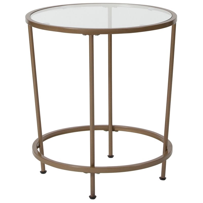Flash Furniture Glass Top End Table in Matte Gold