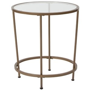 Flash Furniture Glass Top End Table in Matte Gold