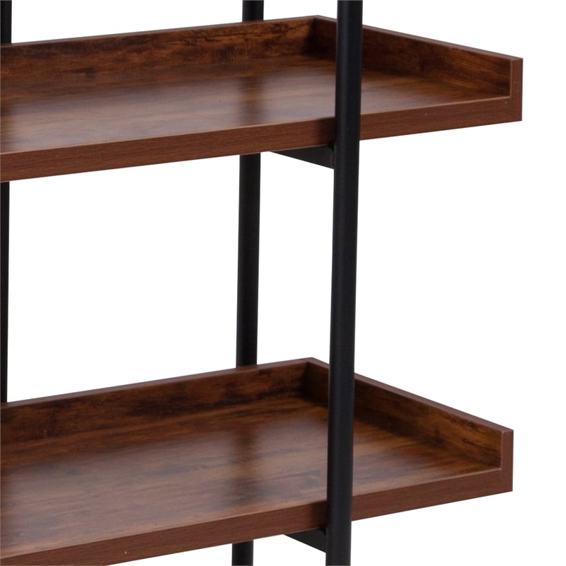 Flash Furniture Mayfair 3 Shelf Wooden Bookcase in Rustic Wood Grain and Black