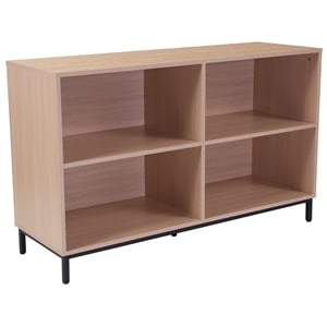 Flash Furniture Dudley 4 Cubby Wood Bookcase in Oak