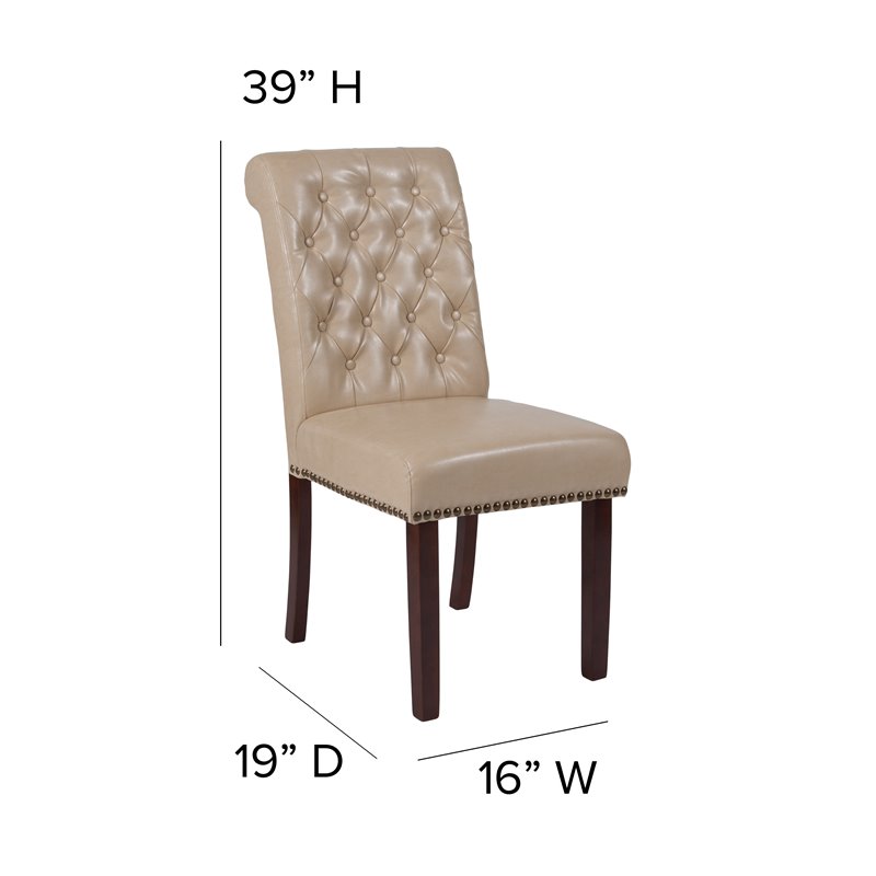 Flash Furniture Leather Parson Dining, Cream Leather Parsons Dining Chair
