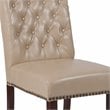 Flash Furniture Hercules Leather Upholstered Parson Dining Side Chair in Beige