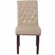 Flash Furniture Hercules Leather Upholstered Parson Dining Side Chair in Beige