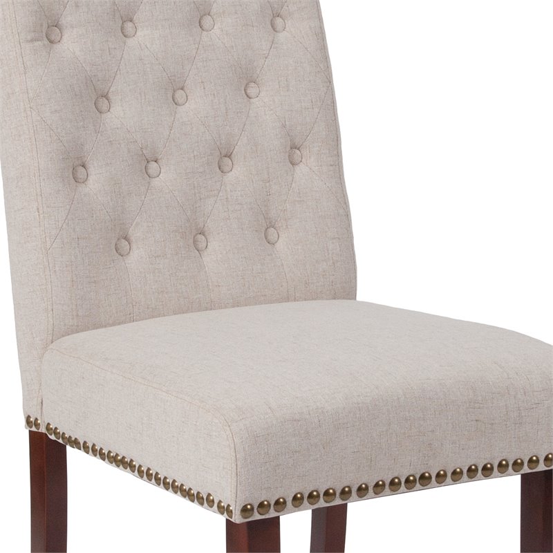 Flash Furniture Hercules Fabric Upholstered Parson Dining Side Chair in Beige