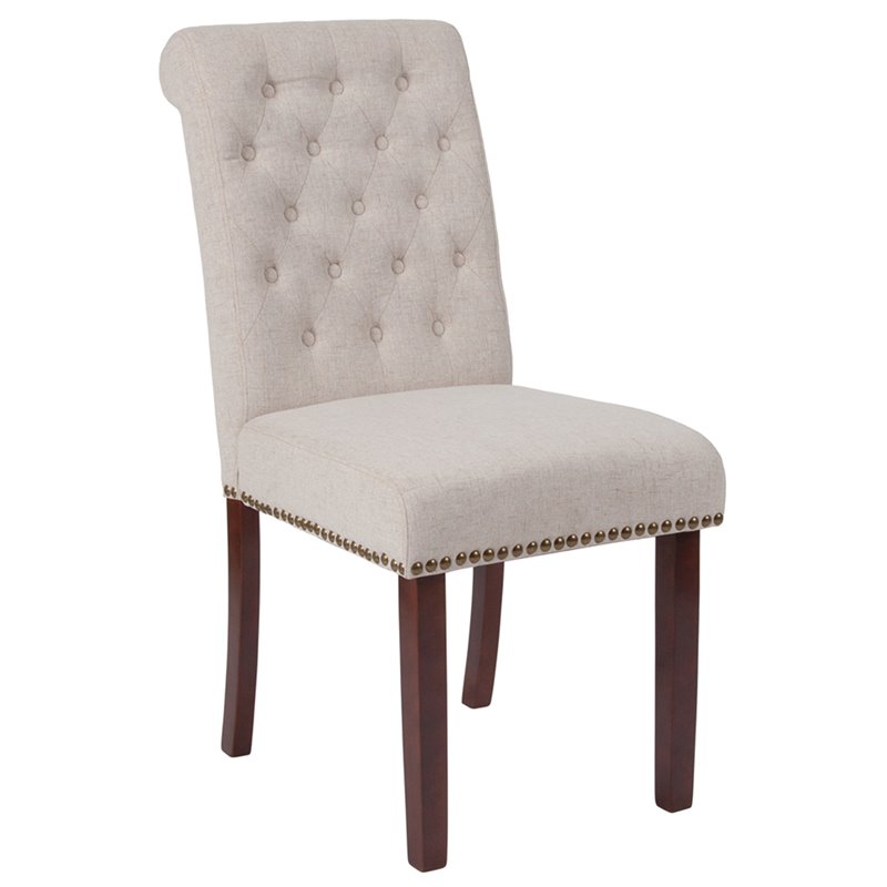 Flash Furniture Hercules Fabric Upholstered Parson Dining Side Chair in Beige