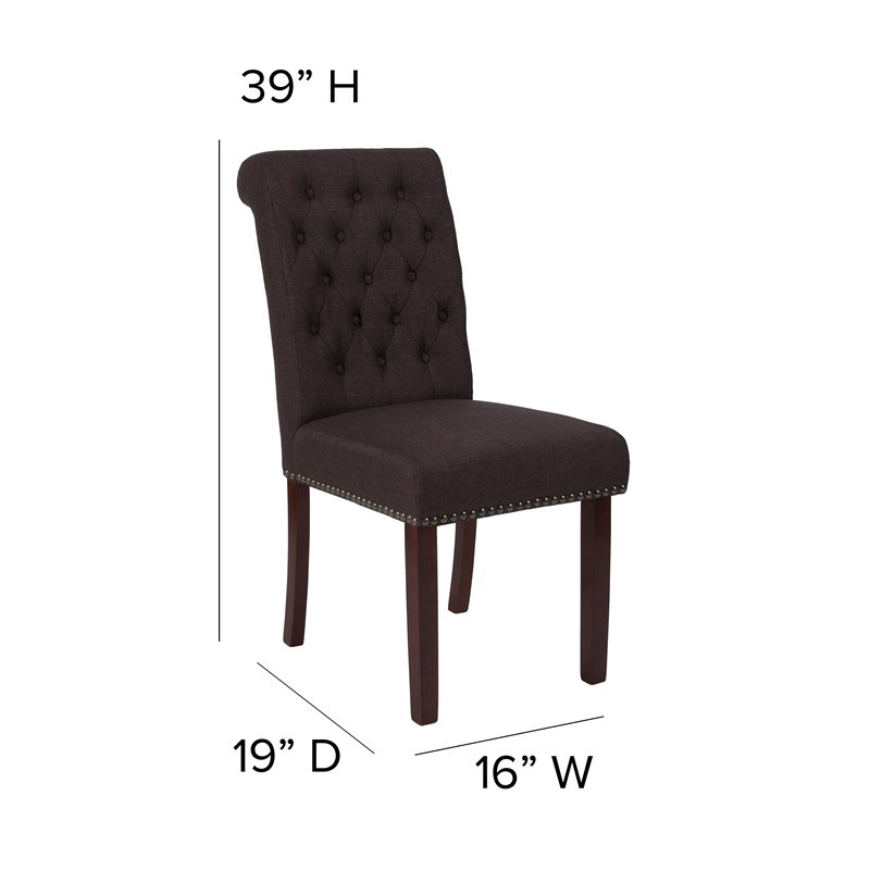 Flash Furniture Hercules Fabric Upholstered Parson Dining Side Chair in Brown