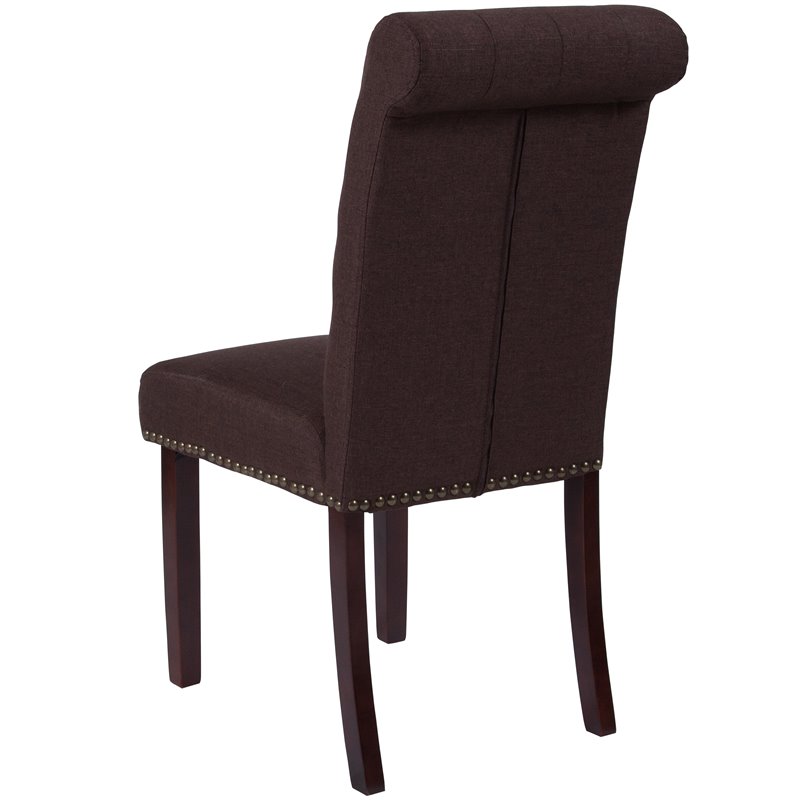 Flash Furniture Hercules Fabric Upholstered Parson Dining Side Chair in Brown