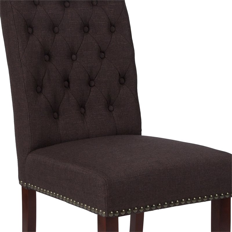 Flash Furniture Hercules Fabric Upholstered Parson Dining Side Chair in Brown