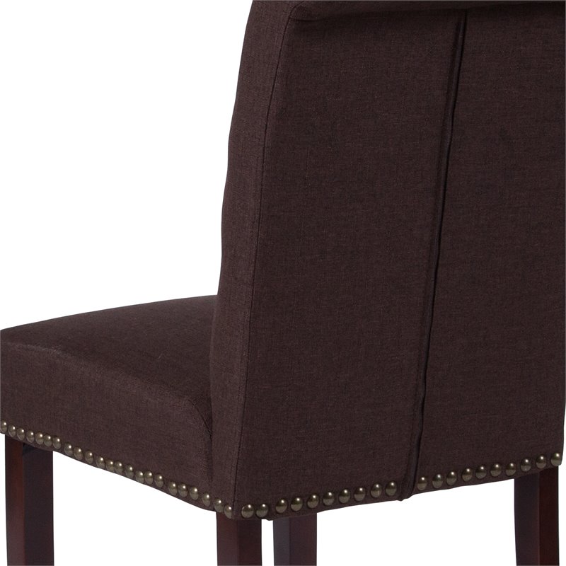 Flash Furniture Hercules Fabric Upholstered Parson Dining Side Chair in Brown