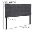 Flash Furniture Bedford Tufted Full Panel Headboard in Dark Gray