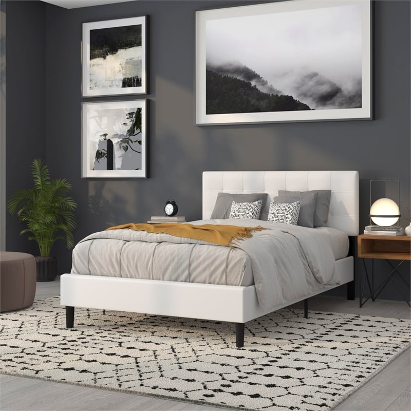 Flash Furniture Bedford Tufted Full Panel Headboard in White