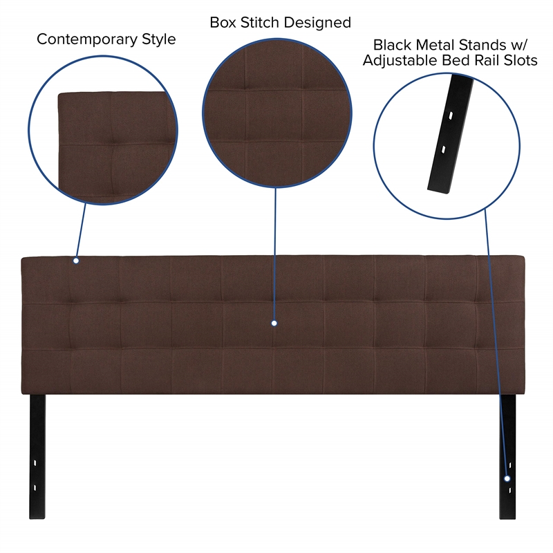 Flash Furniture Bedford King Fabric Panel Headboard in Dark Brown