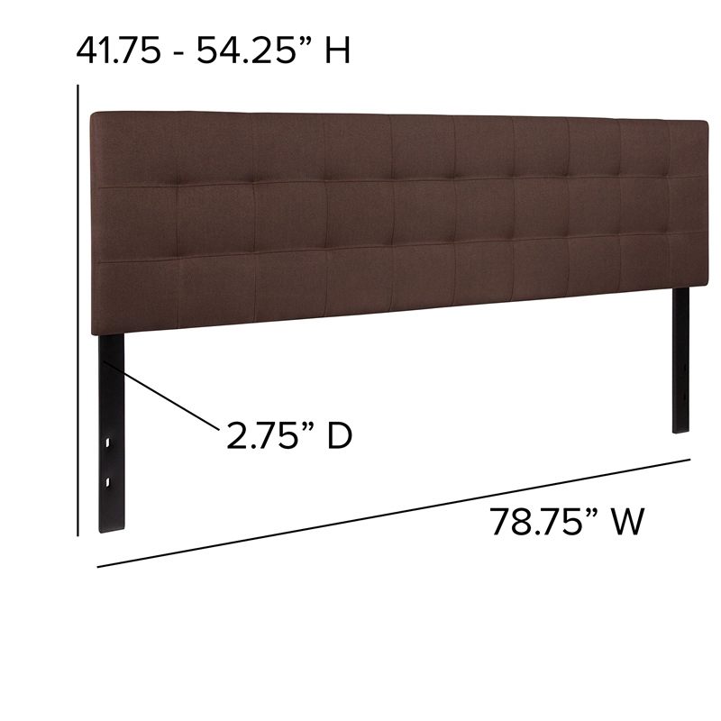 Flash Furniture Bedford King Fabric Panel Headboard in Dark Brown